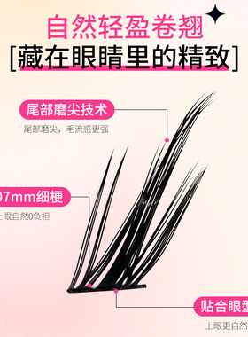 鱼小丫假睫毛狐系自然梗纯欲仿真分段式漫画斜飞浓密款上睫毛嫁接