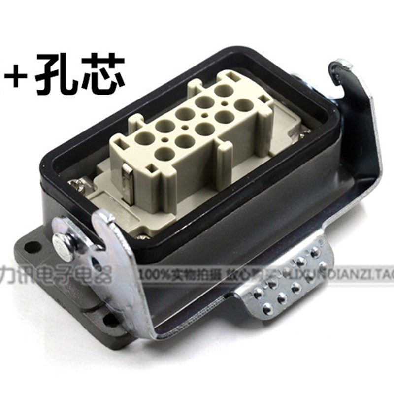 豪光矩形重载连接器HDC H10B-HE-010-2 10芯热流道插头 顶出 - 图2