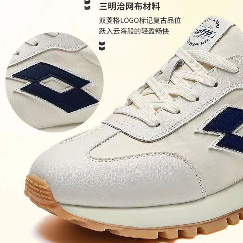 LOTTO/乐途真皮老爹鞋男百搭复古旅游鞋韩版休闲鞋运动风阿甘鞋女 - 图0