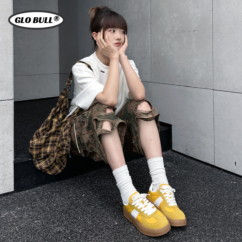 GLO BULL女鞋德训鞋2025秋季新款休闲复古百搭板鞋低帮黄色运动鞋 - 图0