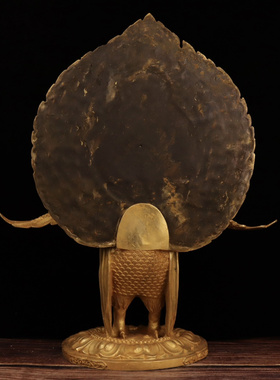 黄铜佛堂孔雀大明王鎏金摆件家居