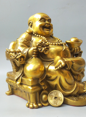 大肚弥勒佛黄铜招财中式客厅摆件