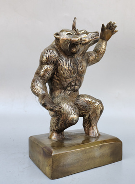 黄铜牛市熊市牛熊同体摆件大号