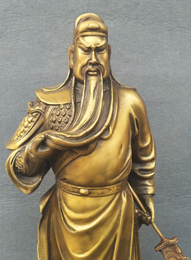 关公关二爷黄铜招财仿古门厅摆件