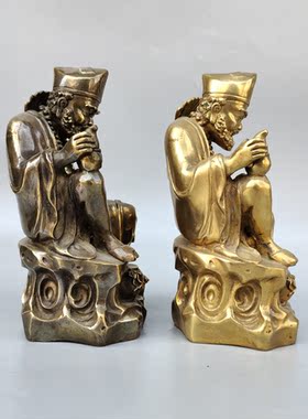 黄铜客厅活佛济公降龙罗汉摆件