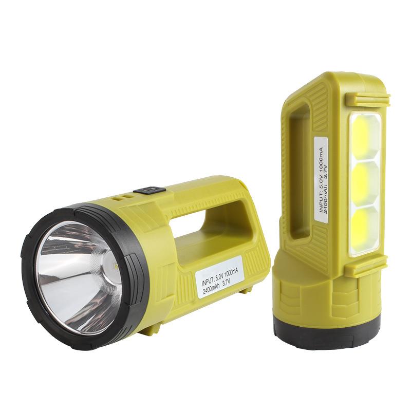 Cross-border new portable searchlight outdoor bright emergency light led portable light rechargeable cob flashlight