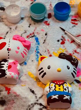 可爱小猫咪钟表挂墙diy材料包