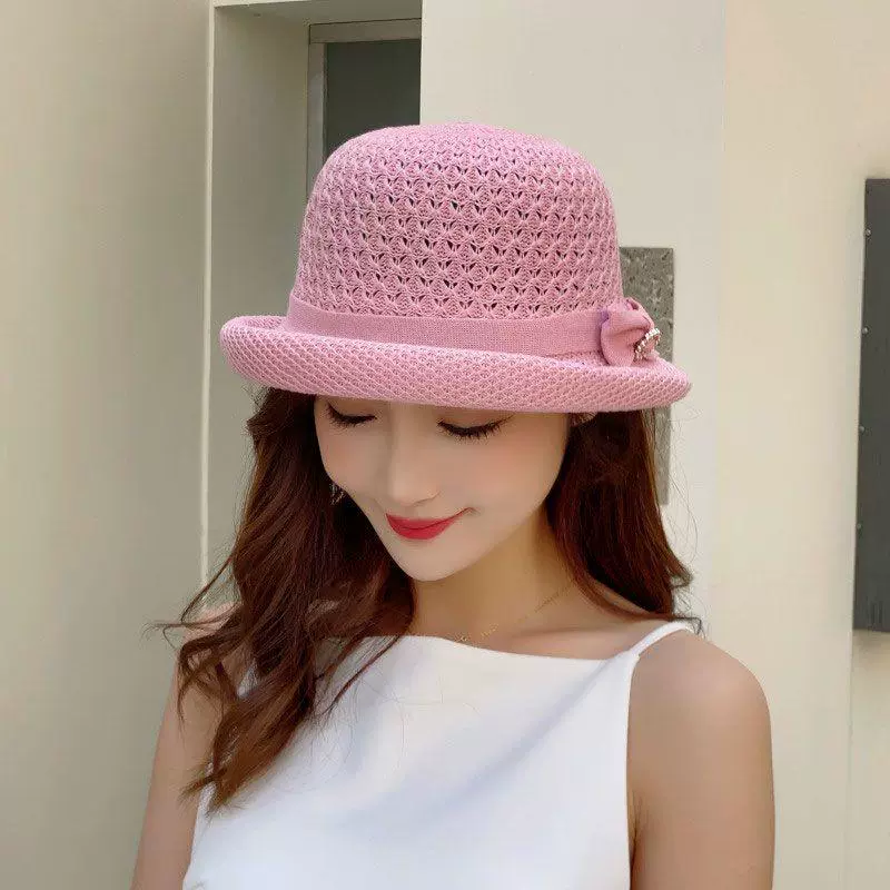 春夏季新款优雅小礼帽时尚百搭编织帽子卷边洋气妈妈遮阳帽渔夫帽,淘宝优惠券,粉丝福利购,淘宝优惠卷