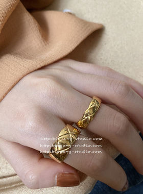 ins博主同款金色时髦指环