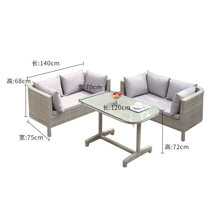 户外休闲沙发组合花园露台藤椅庭院阳台双人沙发藤编露天仿藤沙发 - 图3