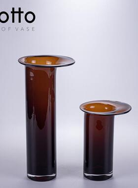 轻奢现代简琥色插花玻璃花瓶摆珀件餐厅OHV5059-软花装样板房约装