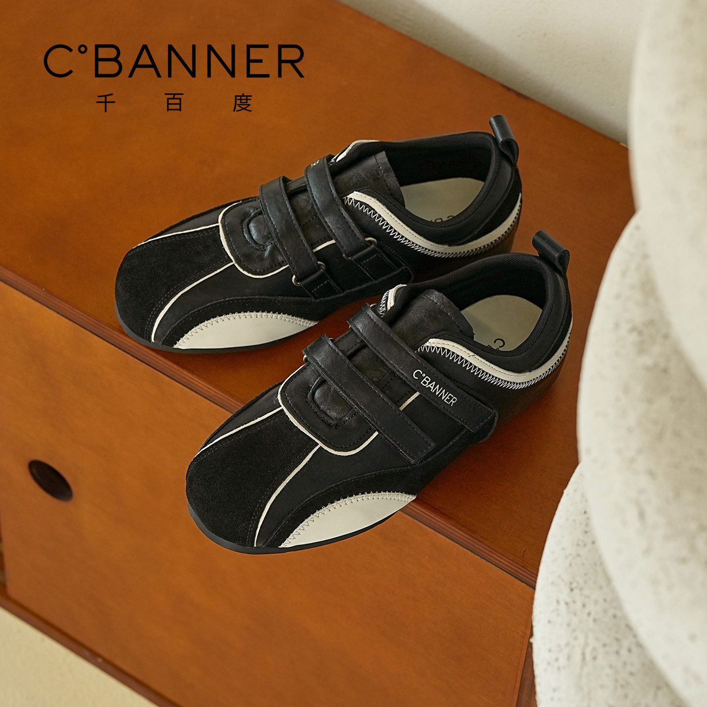 千百度休闲德训鞋女春季新款赛车鞋女百搭魔术贴运动休闲鞋子女,淘宝优惠券,粉丝福利购,淘宝优惠卷