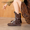 Qianbaidu British style Martin boots women's platform lace new inner heightening boxing boots retro niche western boots