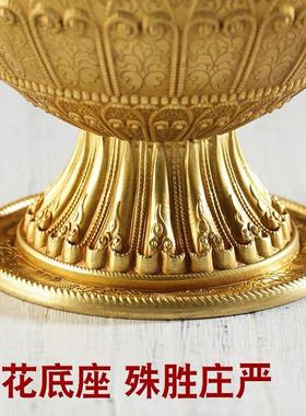 藏式民族用品家用办公室摆件米壶修粮用八吉祥纯铜雕花供具米盒