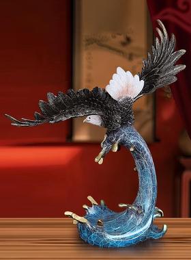《鹰击长空》黄铜老鹰摆件大展宏图雄鹰大鹏展翅办公室酒柜工艺品