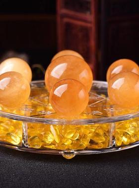 天然黄水晶球七星阵聚宝盆办公室摆件开业礼品家居玄关装饰工艺品