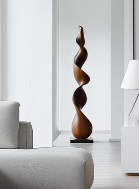 民宿酒店样板间抽象创意实木雕塑落地大摆件客厅玄关装饰艺术装置