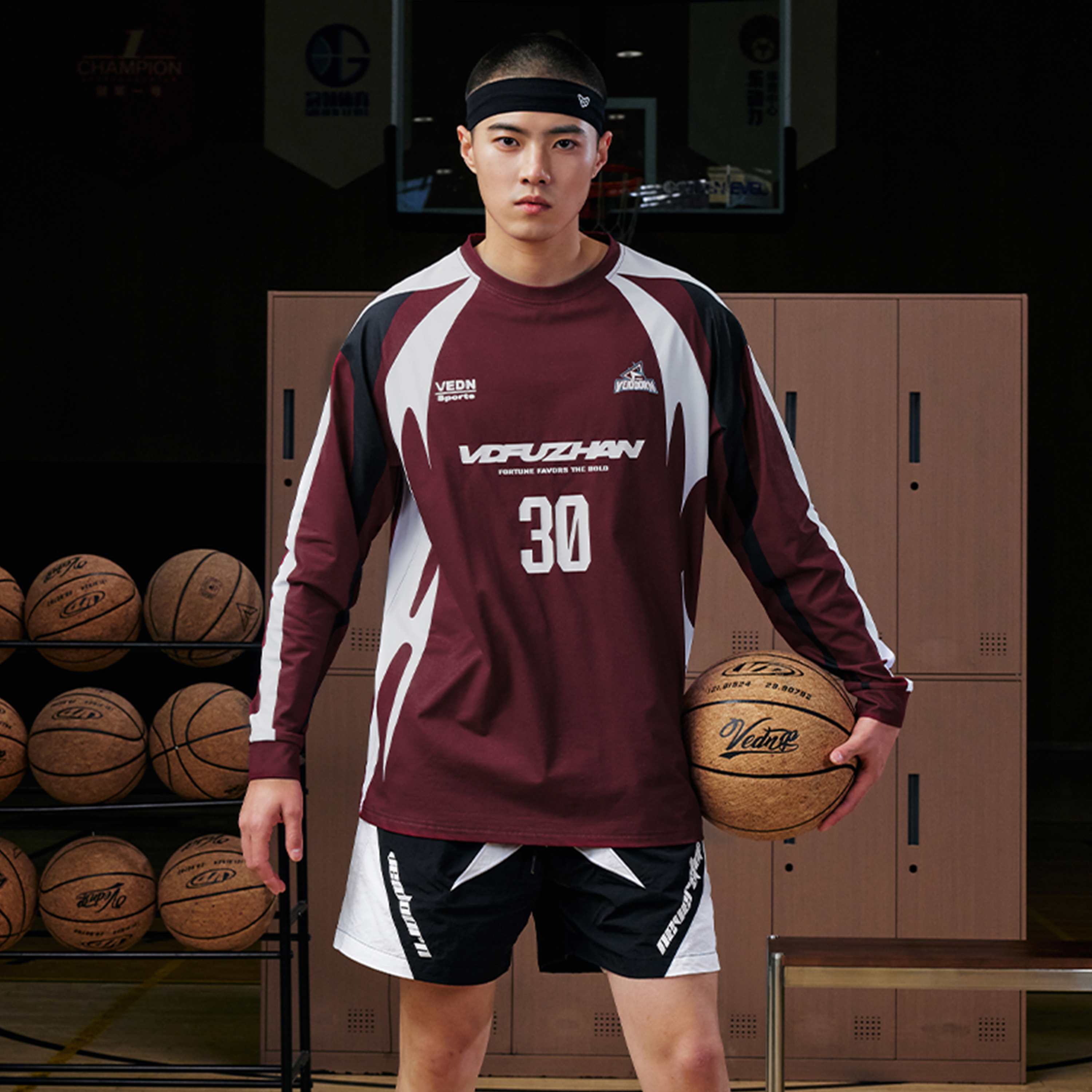 维动长袖赴战投篮服T恤男美式篮球训练服运动跑步上衣透气网眼潮V - 图2