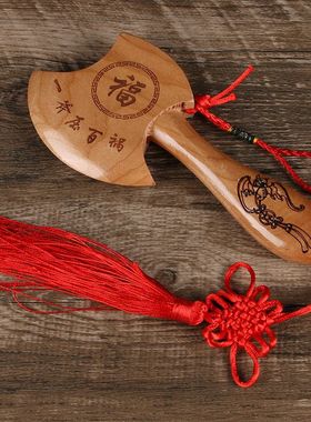 【正品】木雕斧头挂饰桃木客厅