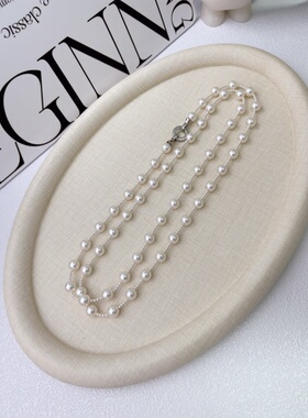 【几朵家】满天星珍珠长毛衣链气质摩天扣进口施家珍珠双层项链