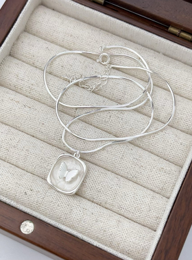 25年新款油画感立体蝴蝶项链女S925纯银小众甜美仙女锁骨链