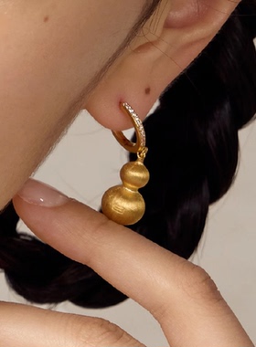 宝得意金色拉丝葫芦吊坠项链福禄时尚百搭高级设计师圣诞节礼物