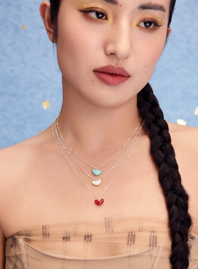 宝得意天河石元宝吊坠项链趣味多巴胺S925银锁骨链设计师圣诞礼物