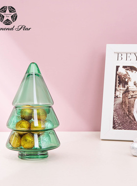 创意个性圣诞树造型玻璃储物罐 客厅卧室收纳装饰品 圣诞礼物