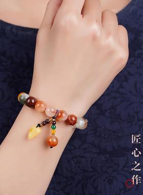 五福多宝水晶手串转运珠树叶福禄寿水晶兔毛多宝送女友倪妮同款