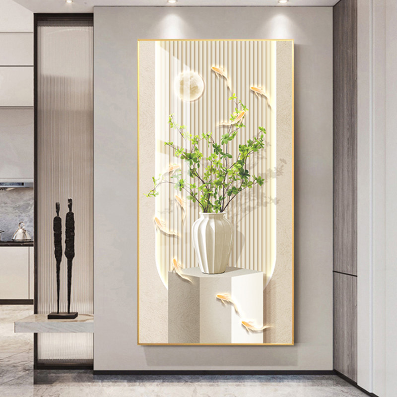 入户玄关装饰画走廊过道挂画现代轻奢九鱼图好寓意高档大气玄关画,淘宝优惠券,粉丝福利购,淘宝优惠卷