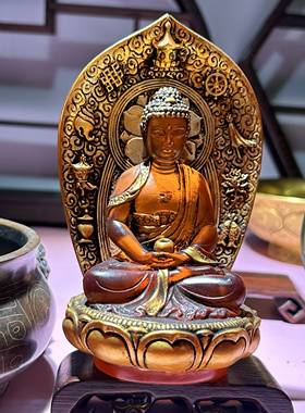 淄博古法老琉璃释迦摩尼贴金绿度母佛像彩绘观音菩萨礼佛家居摆件