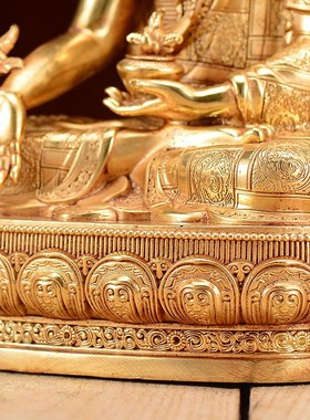 药师佛铜c像铜全鎏金家用用品三世佛居家桌面摆件