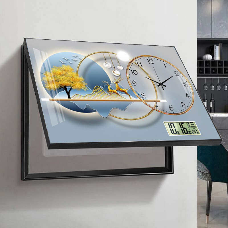 电表箱装饰画带钟表万年历2024新款轻奢高级感配电箱盒遮挡挂画,淘宝优惠券,粉丝福利购,淘宝优惠卷
