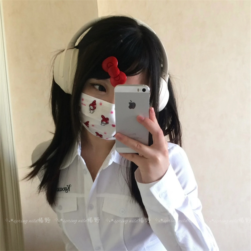 日系红色Kitty蝴蝶结发夹甜美可爱少女感刘海侧边夹子鸭嘴夹发饰 - 图3