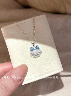 海系贝壳吊坠少女感蝴蝶结项链