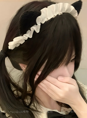 日系可爱黑白猫咪女仆发箍