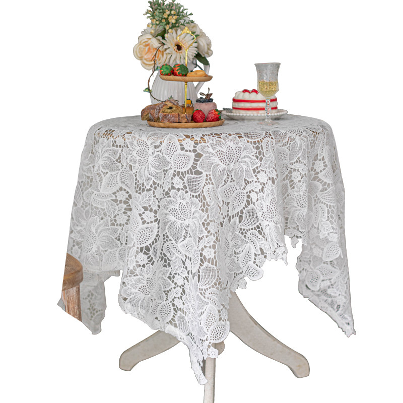 白色蕾丝镂空桌布k钩花盖巾法式编织餐桌布高级感圆桌台布多用巾,淘宝优惠券,粉丝福利购,淘宝优惠卷