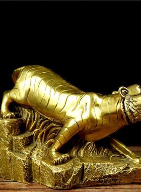 纯铜老虎摆件铜虎上山虎招财家居客厅风水装饰品十二生肖虎