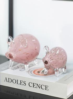 百帆釉面动物饰品可爱小猪桌面饰品客厅酒柜儿童房可爱高档装饰