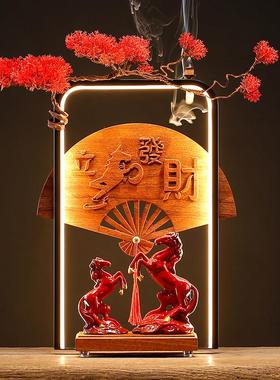 立马发财招财马摆件创意办公室桌面马到成功灯圈装饰乔迁开业礼品
