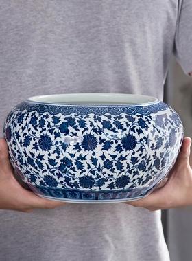 陶瓷花盆青花瓷笔洗金鱼缸乌龟睡莲缸碗莲盆水培植物客厅桌面摆件