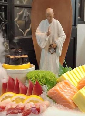 海鲜姿造创意装饰品陶瓷和尚小摆件禅意日式摆盘三文鱼刺身装饰品
