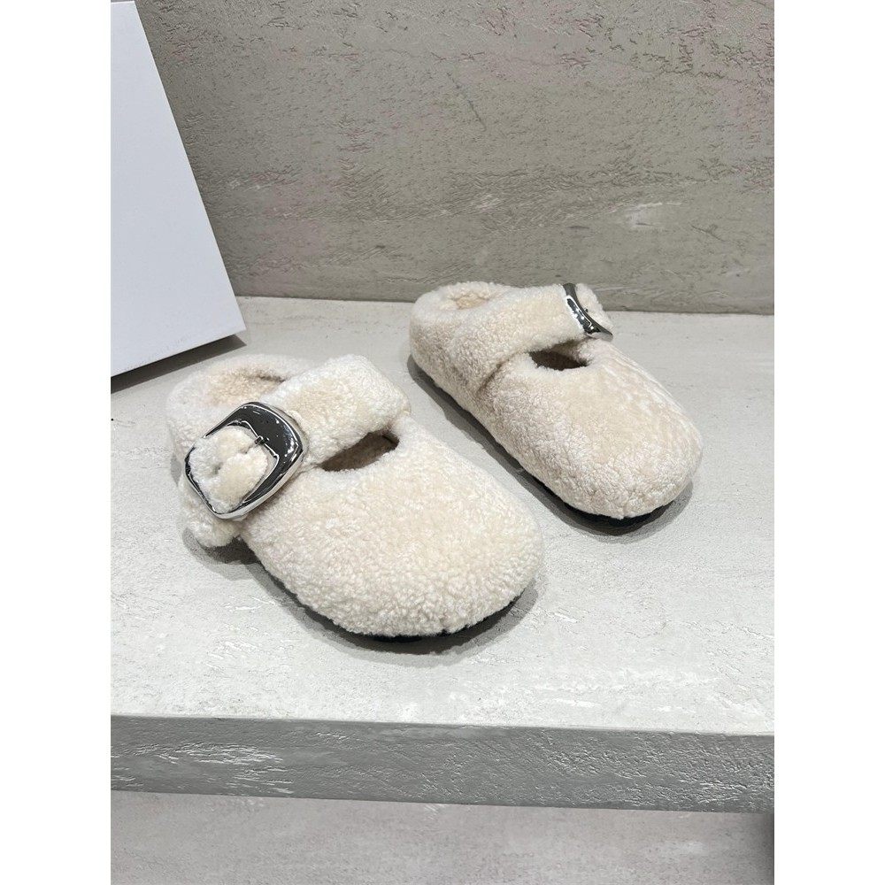 欧洲站女鞋2024秋冬新款真皮厚底羊羔毛勃肯鞋包头半拖毛毛鞋拖鞋,淘宝优惠券,粉丝福利购,淘宝优惠卷