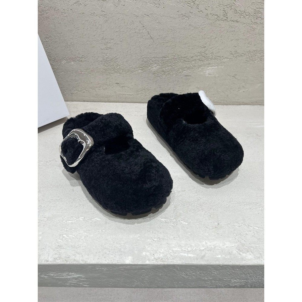 欧洲站女鞋2024秋冬新款真皮厚底羊羔毛勃肯鞋包头半拖毛毛鞋拖鞋,淘宝优惠券,粉丝福利购,淘宝优惠卷