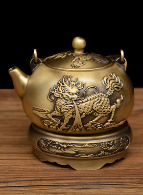 纯铜双人小茶壶功夫茶道铜壶多功能黄铜小酒壶滴水W壶铜器镇纸摆