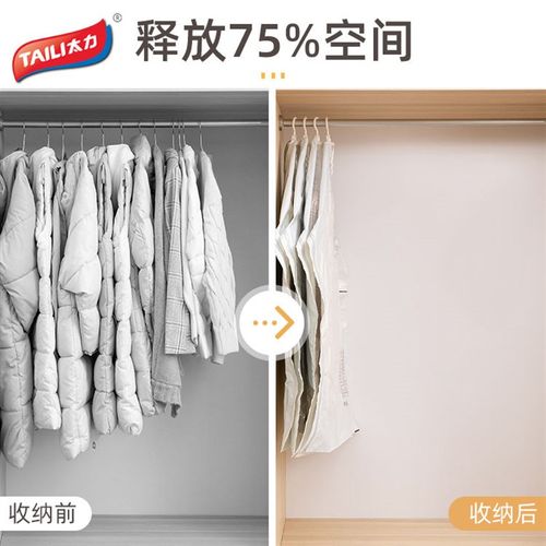 羽绒服挂式抽真空压缩袋棉袄收纳袋衣柜挂衣Q防尘罩透明家用挂袋 - 图3