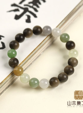 印度老山檀木手串碧玉和田玉手链