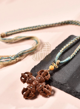 印度老山檀香吊坠编绳项链