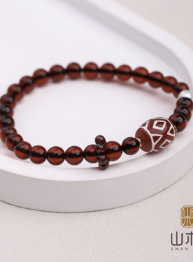 18K金天然正品本命年血珀手串女