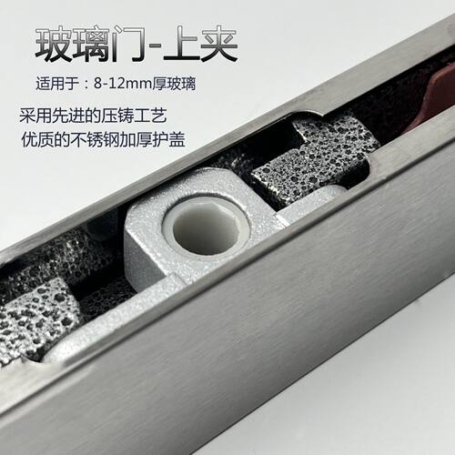 地弹簧门夹玻璃门上下夹配件大全通用型无框夹玻璃门七字夹固定器 - 图1